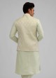 Dupion Silk Printed Nehru Jacket Suit